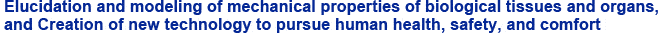Elucidation and modeling of mechanical properties of biological tissues and organs, and Creation of new technology to pursue human health, safety, and comfort